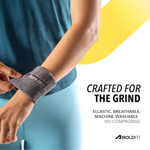 Image of Boldfit Cotton Wrist Band for Men & Women 3 Inch - Wrist Sweat Band for Badminton Football, Basketball, Running & Athletic Sports, Sweat Absorbent Wrist Bands