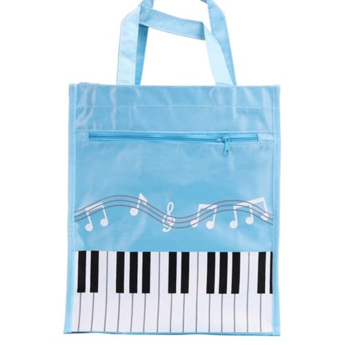 Bolso de mano reutilizable con diseño de teclas de piano, bolsa de compras para profesores, niñas, bolsa de regalo, azul claro, Blue