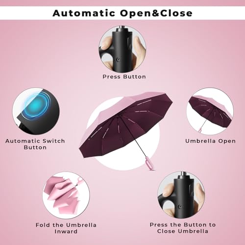 Image of PANCA Umbrella for Rain Big Size - Windproof UV Protection Compact Folding Umbrella for Men, Women, Girls & Kids | Automatic Open & Close, 8 Ribs Strong Stylish Chatri for Daily Monsoon Travel, Lightweight Durable Sun