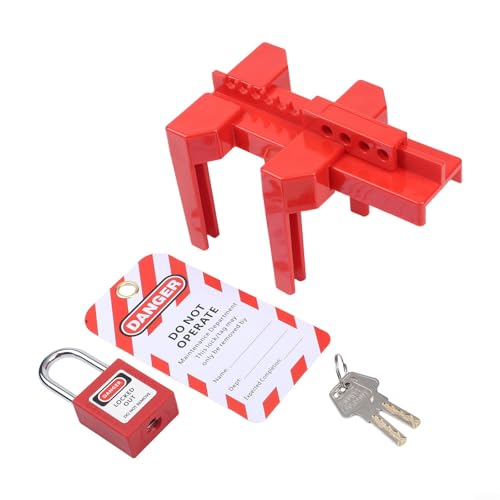 FUBESK Verrouillage de vanne à boisseau sphérique réglable, ABS robuste pour verrouillage de vanne d'eau, tuyaux de 30,5 à 63,5 cm avec cadenas et étiquette (B)