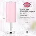 Hong-in Pink Bedside Lamp - 3 Color Modes, Small Lamp with USB-C and USB-A Charging Ports, Pull Chain, Nightstand Light for Bedroom, Office, Kids Room (Bulb Included)