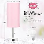 Hong-in Pink Bedside Lamp - 3 Color Modes, Small Lamp with USB-C and USB-A Charging Ports, Pull Chain, Nightstand Light for Bedroom, Office, Kids Room (Bulb Included) - Image 5