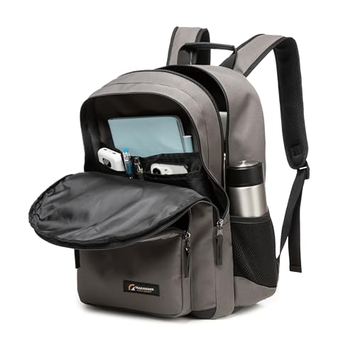 Classic Carry-on Travel Backpack, Laptop Backpack with Padded 17 inch Laptop Sleeve, Multi Pocket College Backpack, Casual Daypack Backpacks - Grey4