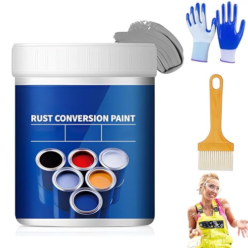 Weatherproof Rust Converter Paint for Metal,Water-Based Anti-Rust Paint,Metal Rusts Conversion Agent,Quick Drying Rusts Remover,Long-Lasting Prevention & Protection (Gray, 35 OZ)
