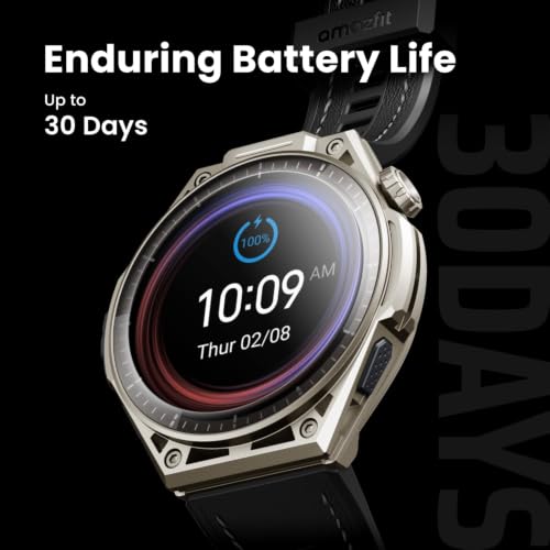 Image of Amazfit Balance Ultra 49mm GPS Smartwatch, 5 Buttons, 1.5 inch AMOLED Sapphire Glass, Titanium Case, Flashlight, 30-Day Battery, 64GB, 180+ Sports, Hybrid Training & HYROX Mode, 10 ATM for Android & iOS