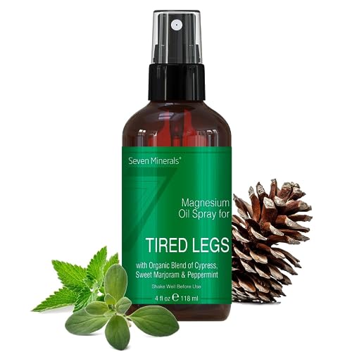 Image of Seven Minerals Magnesium Oil Spray - Powerful USA Made Blend with Essential Oils (Cypress, Sweet Marjoram and Peppermint) - Free Ebook Included (4 fl oz)