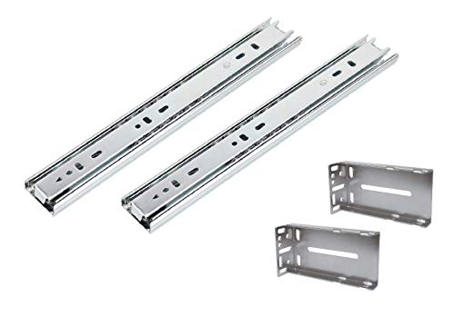 Kingsman Full Extension Ball Bearing Side Mount Cabinet Drawer Slide with Rear Bracket Set (6, 18 Inch)