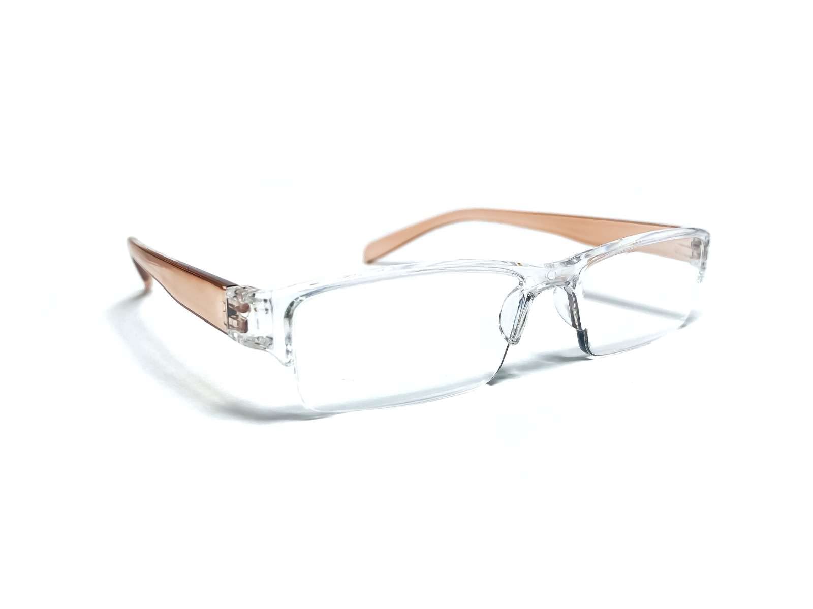 DR.B’s Readers Glasses: Stylish Transparent Frames for Men and Women, Lightweight and Comfortable, Light Brown, +2.00 Magnification 3