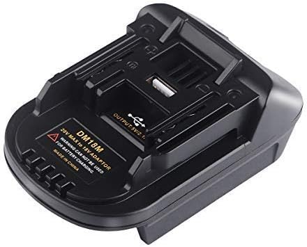 Aimaya Battery Adapter for 18V Makita Battery DM18M Convert Milwaukee M18 and DeWalt 20V Lithium Battery to Makita 18V Lithium batteries BL1815 BL1850 BL1830 BL1840 with USB port Battery Converters