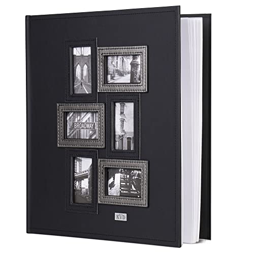 Photo Album 4X6 400 Photos, Personalized Faux Leather Frame Cover, Vertical And Horizontal - Black #TOP3