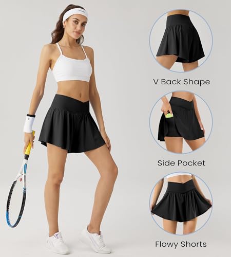 Flowy Athletic Shorts for Women Butterfly Crossover Tennis Shorts 2 in 1 with Pockets4