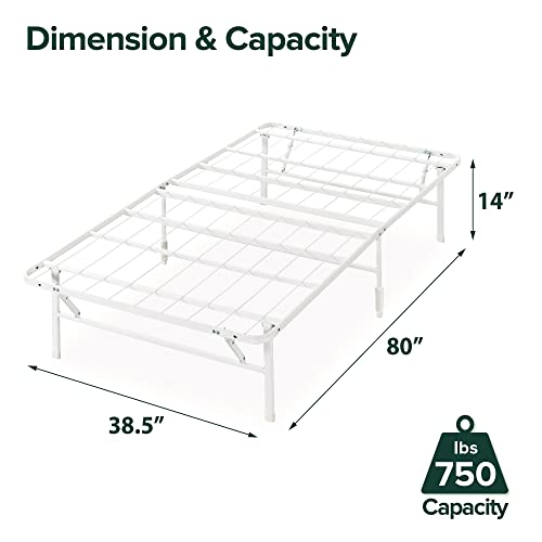 Image of Zinus SmartBase Tool-Free Assembly Mattress Foundation, 14 Inch Metal Platform Bed Frame, No Box Spring Needed, Sturdy Steel Frame, Underbed Storage, White, Twin XL