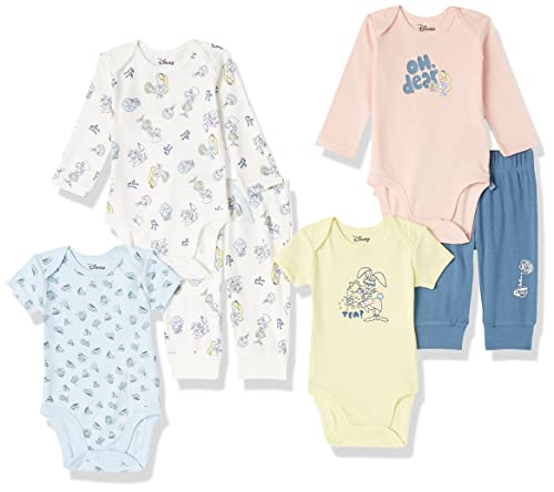 Amazon Essentials Disney | Marvel | Star Wars Unisex Babies' 6-Piece Outfit Set, Pack of 6, Alice Tea Party, Newborn