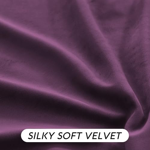 Image of RYB HOME Purple Velvet Blackout Curtains 84 inches for Bedroom Living Room | Thermal Insulated, Room Darkening, Super Soft Velvet, Drapes with Pleat Tape, Dining Room Home Theater, W52 x L84, 2 Panels