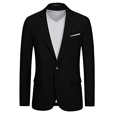 RONGKAI Mens Sports Coats Blazer Casual for Men Slim Fit One Button Lightweight Suit Jackets, Black, XX-Large Cover