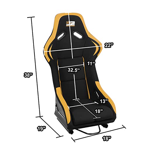 ‎J2 Engineering J2-Rs-001-Ye Pair Of Universal Fixed Position Bucket Racing Seat W/Side Mount Brackets & Sliders For 4 Or 5 Point Harness, Black/Yellow #TOP6