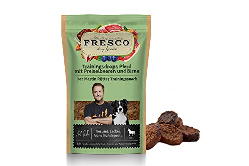 Fresco Martin Rütter Trainingsdrops Pferd mit Preiselbeeren und Birne | 150 g | Natürlicher Monoproteinsnack für Hunde | Getreidefreie Rezeptur & frische Zutaten | Ohne Zusätze