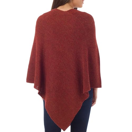 NOVICA Handmade Alpaca Poncho Women's Wool Peru 'Autumn Splendor'4