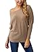ABD Women's Off Shoulder Bat Wings Loose Pullover Sweater Knit Jumper Khaki