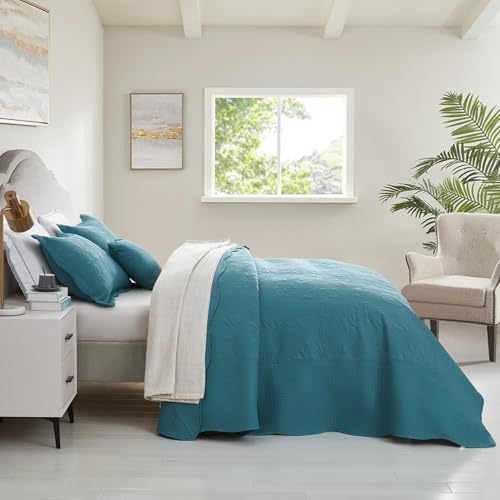 Image of CHIXIN Bedspread Coverlet Quilt Set Full Size - Lightweight Bedding Cover - Ultrasonic Quilting - 5 Piece Reversible Bedspread - Vintage Rose Pattern (Full, Lagoon)