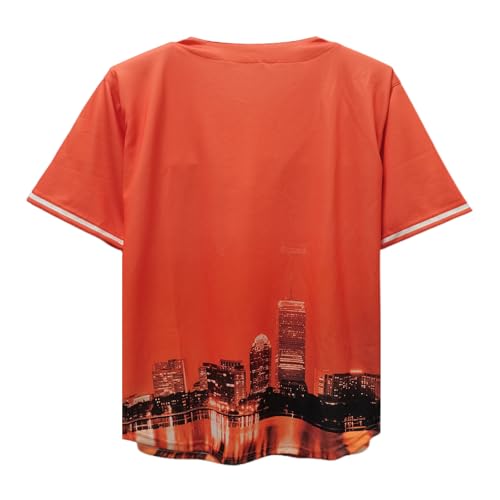 Camisa casual de beisebol City Night Skyline Silhueta Jersey abotoada roupas urbanas roupas de fãs t