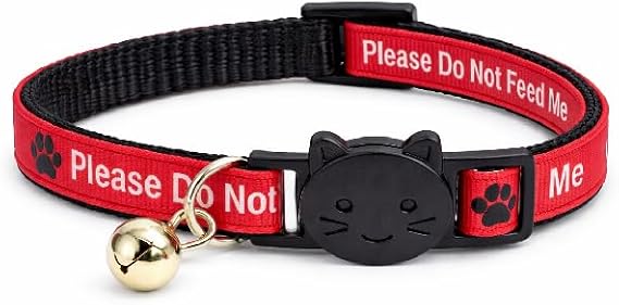 Worded Cat Collars – Please Do Not Feed Me, I Am Microchipped | Safe Quick Release Breakaway Buckle | Zacal Cat Collars (Pack of 2, Red, Please Do Not Feed Me)
