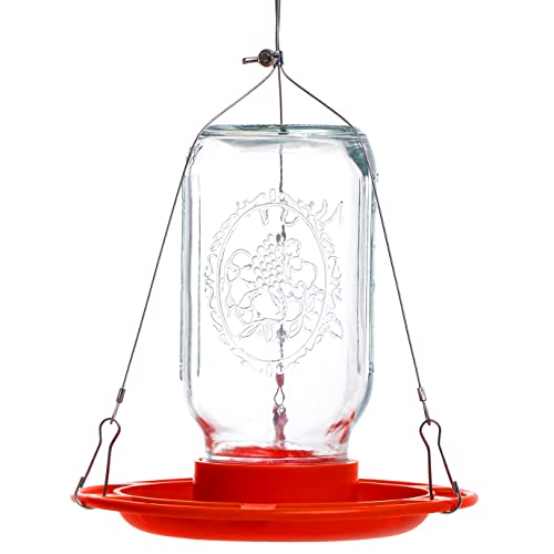 1 PCS Birds Feeder for Outside Hanging Wild Birds Feeders Suitable for Mason Jar (2.75 in Diameter-8/16/24/32oz) No Jar Included Birds Feeders as Garden Gift Red