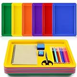 Mifoci 12 Pack Large Plastic Art Trays 16x12x1 Inch Stackable Kids Activity Craft Trays Sensory Serving Organizer for School Classroom DIY Project Jewelry Sorting Sand Painting Supplies,6 Color