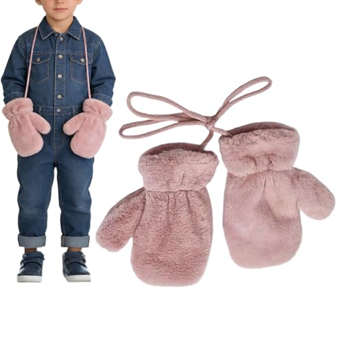 Guantes de Nieve - Guantes de Invierno de Cachemira de Imitación con Correa Antipérdida | Guantes de cachemira de imitación para niños y niñas de 1 a 10 años | Guantes duraderos de invierno frío para