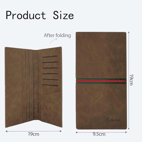 Mens Wallet Long Multiple Slots Credit Card Holder Wallets with 13 Card Slots, Slim Wallets for Men Minimalist Large Credit Card Wallet Man Purse for Organize Various Cards (Casual, Brown)2