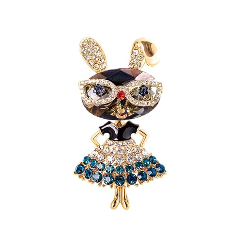 Image of BeeGift Rhinestone Lady Rabbit Brooch for Women Fashion, Crystal Bunny Animal Brooches Lapel Pins Dainty Cute Graduation Jewelry Gift for Daughter Teacher Students