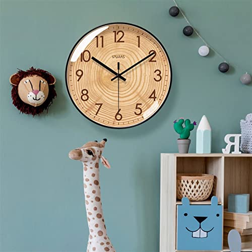 Horloge murale imitation bois texture quartz silencieuse décoration créative de salon