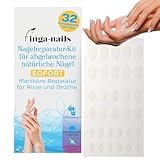 Finga-Nails 32 Nagel Klebepads zur Reparatur – Transparentes, Selbstklebendes Nagelreparaturset für Eingerissene Naturnägel – Temporärer Maniküre-Schutz für Naturnägel und Nagellack