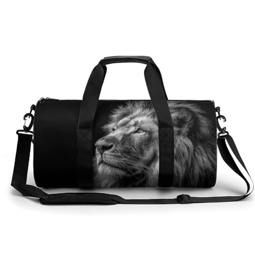 Majestic Lion Travel Gym Bag for Women Men Cylindrical Duffle Bag Sport Workout Bag with Shoulder Strap