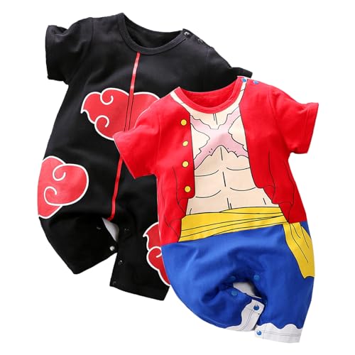 Image of RELABTABY 2 Pack Newborn Baby Boy Girl Romper Infant Anime Onesie Toddler Halloween Bodysuit Jumpsuit Outfit Clothes