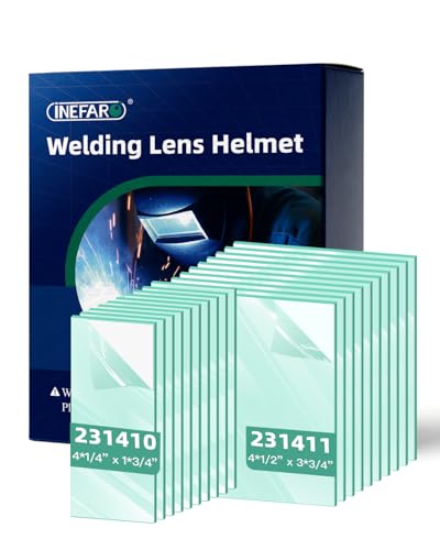 10 per pack - 231410 231411 Inside Outside Clear Cover Lens Kit Front Cover Lens - Welding Helmet Lens Replacement - Ultra-Clear Scratch Resistant Welding Lens