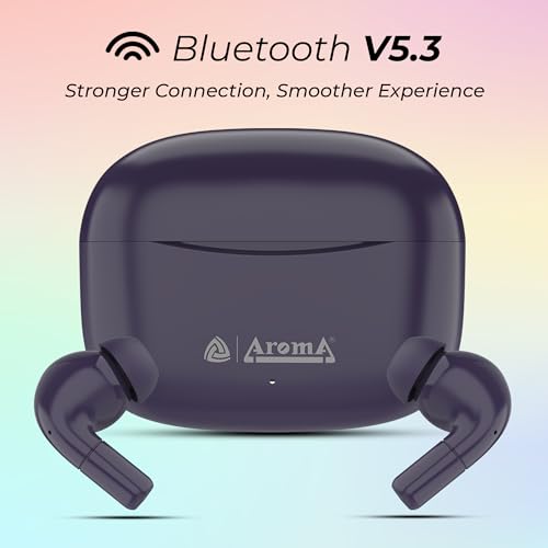 Image of AROMA TWS22 Zivo V5.4 True Wireless Earbuds, Punk Blue | up to 60H Playtime, ENC, Fast Charging, Heavy Bass