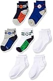 Stride Rite Little Boys' Fun Fashion Quarter Cot-n Blend, Devon Digi, Sock Size 7-8.5 /Shoe Size 10-13 (Pack of 7)