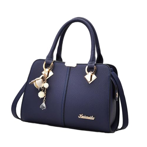 AMSLSIU Bolsos premium para mujer, bandoleras, pequeños y grandes, con bolsa de viaje fácil de limpiar, prácticos y prácticos para mujeres ocupadas. Bolsos tipo hobo con asa, Azul oscuro, 28x13x35cm