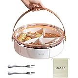 Picture of amokk Divided Serving Tray with Lid and Handle Snackle Box Charcuterie Container Portable Snack Platters for Candy, Fruits, Nuts, Snacks, for Parties, Entertaining, Picnic (Transparent)
