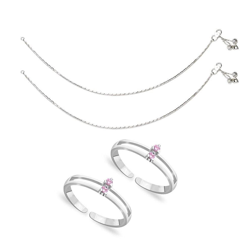 taraash 925 Sterling Silver Combo of Anklet & Toe Ring for Women-picture-49
