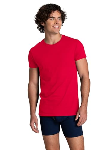 Image of Fruit of The Loom Men's Crew Tee Undershirts, Moisture Wicking & Tag Free, Also Available in Big & Tall