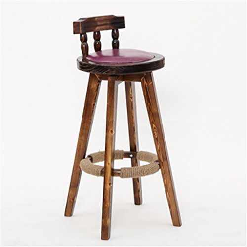 Wooden Stool Taburete de Bar de Madera Maciza Silla de Bar de Estilo Europeo Taburete Alto Giratorio de Bar Alto Taburete de Bar Retro nórdico (Color : #2, Tamaño : 62cm)