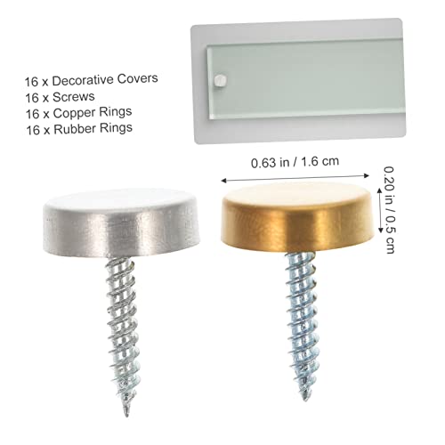 16 Sets Stainless Steel Mirror Fixing Screws Decorative Cover Caps miniatura 7