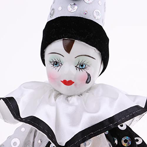 Muñeco payaso 23 cm porcelana y tela decoración miniatura 3