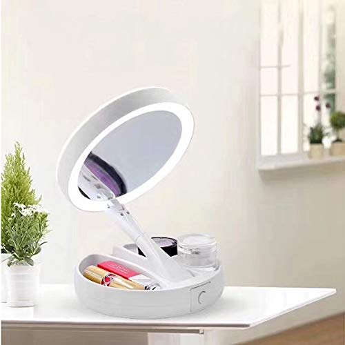 Miroir de table avec lumières LED grossissant pliable USB batterie - 4