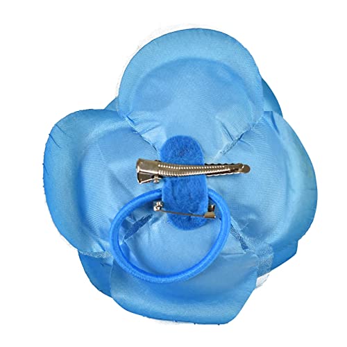 Image of Women's Multifunction Rose Flower Sheer Petal Brooch Pin Hair Tie Clip