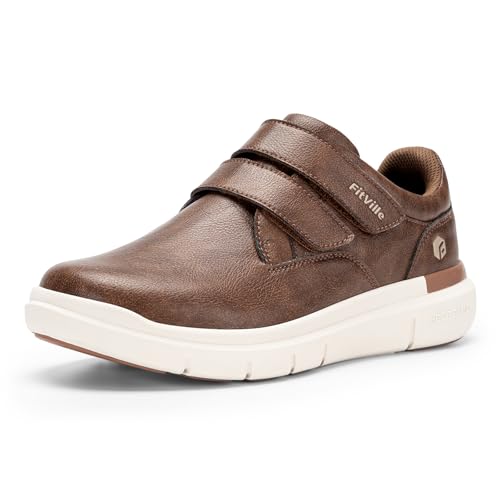 FitVille Shoes for Men Wide, Straps Diabetic Shoes for Men Slip on, Casual Wide Dress Sneaker for...