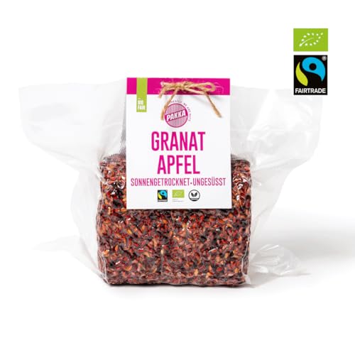 PAKKA - Bio Fairtrade Granatapfel getrocknet 500 g, direkt von Kleinbauern aus Samarkand, Usbekistan, vegan, 500 g