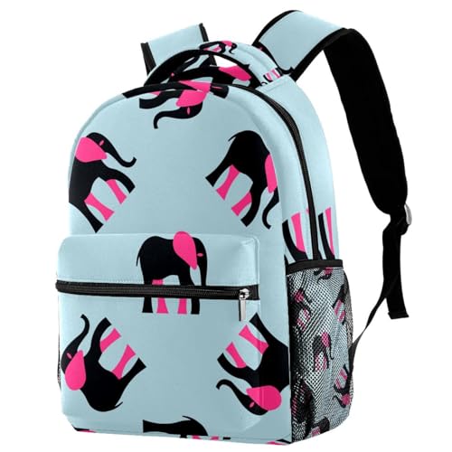 Sac à dos d'école robuste anti-déchirure motif éléphant bleu pour ados